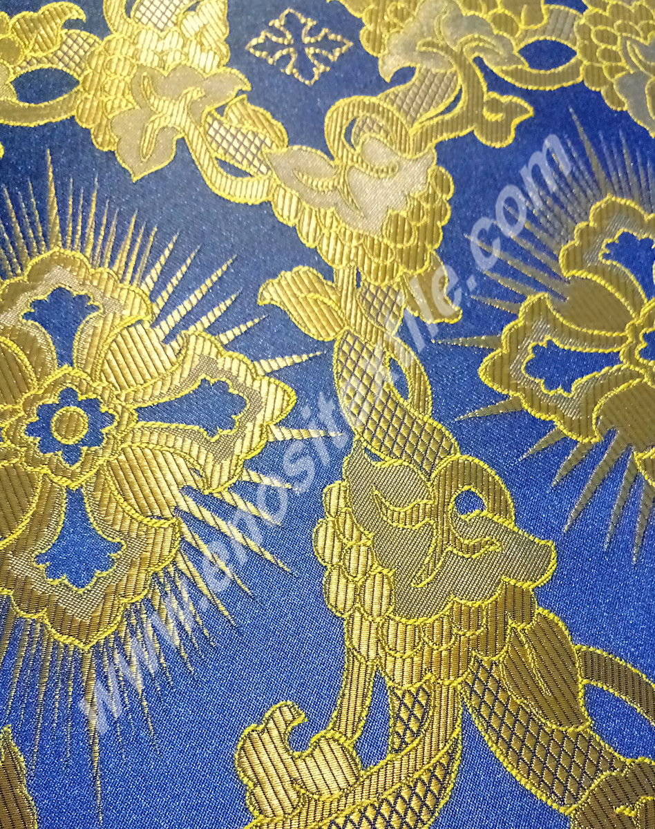 KL-003 Blue-Light Gold Brocade Fabrics